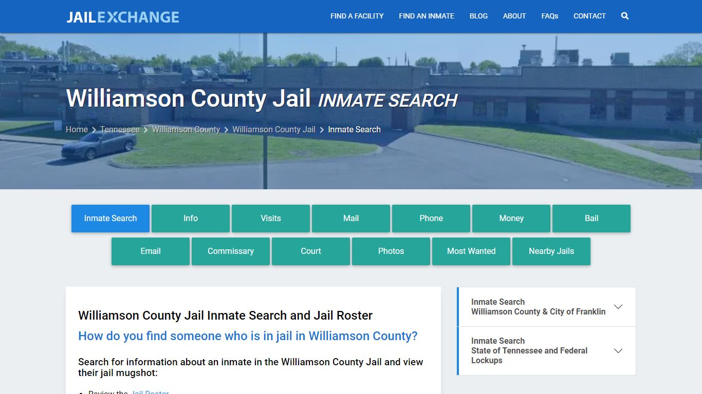 Williamson County Jail Inmate Search - Jail Exchange